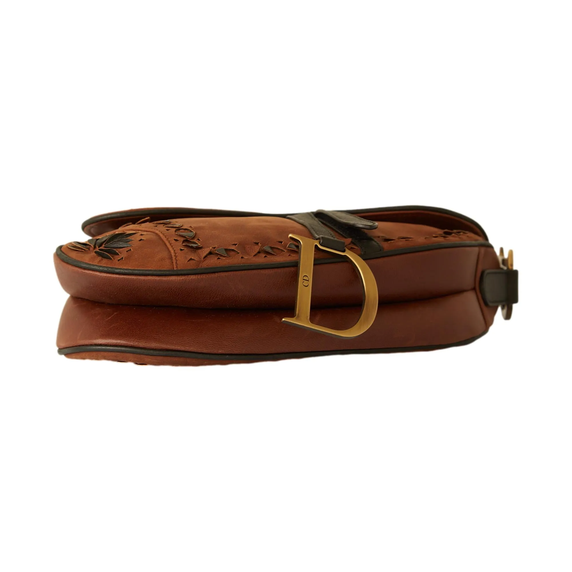 Dior Brown   Black Leather Saddle Bag