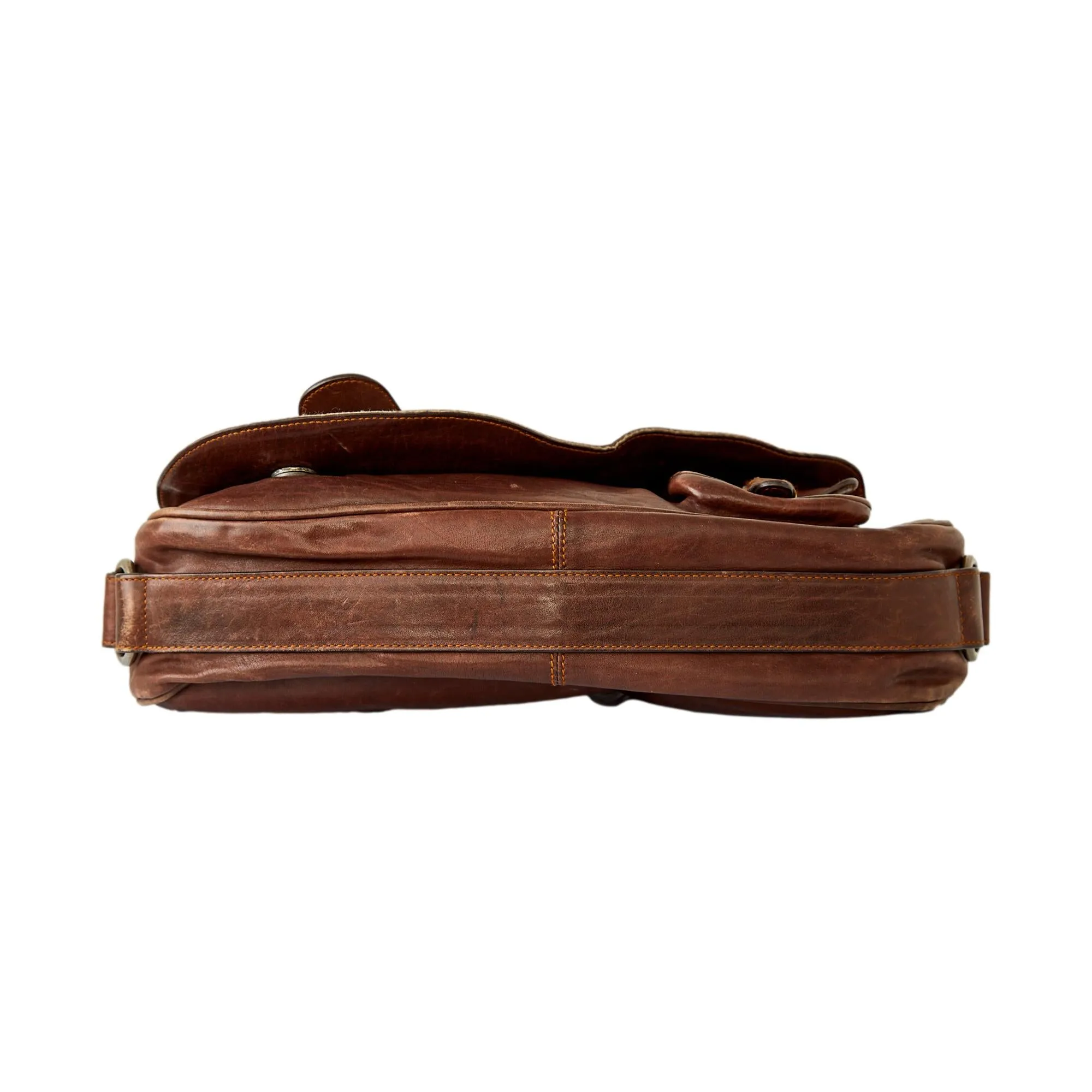 Dior Brown Leather Gaucho Saddle Bag