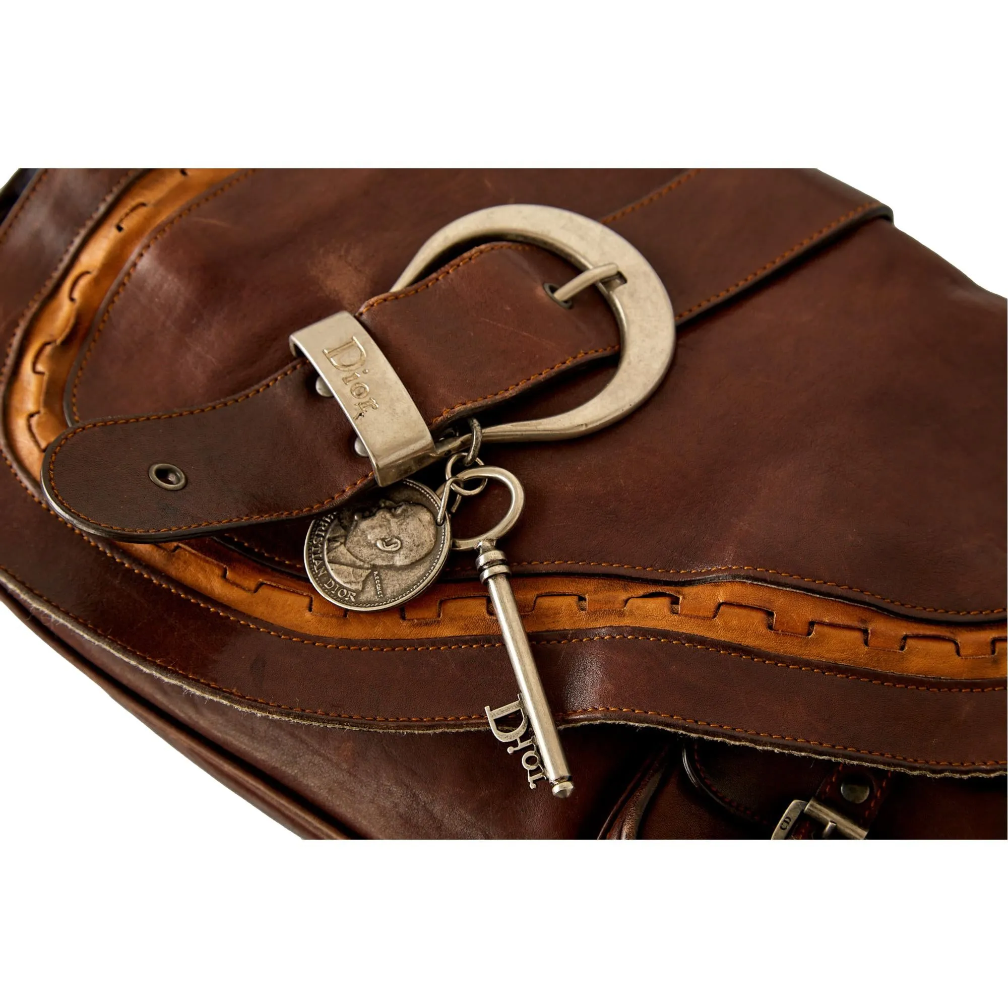 Dior Brown Leather Gaucho Saddle Bag