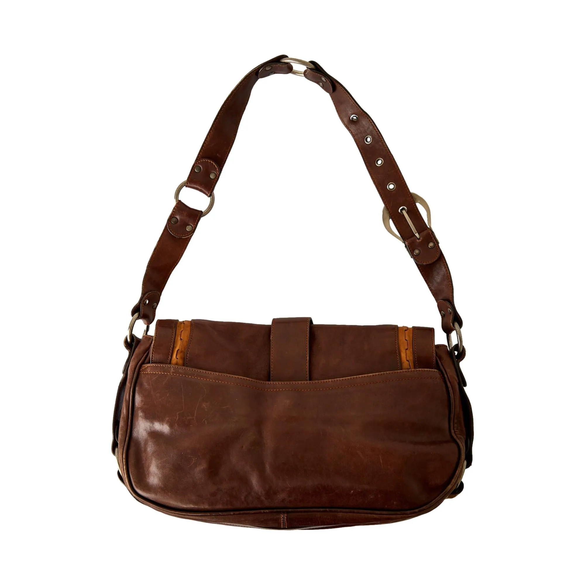 Dior Brown Leather Gaucho Saddle Bag