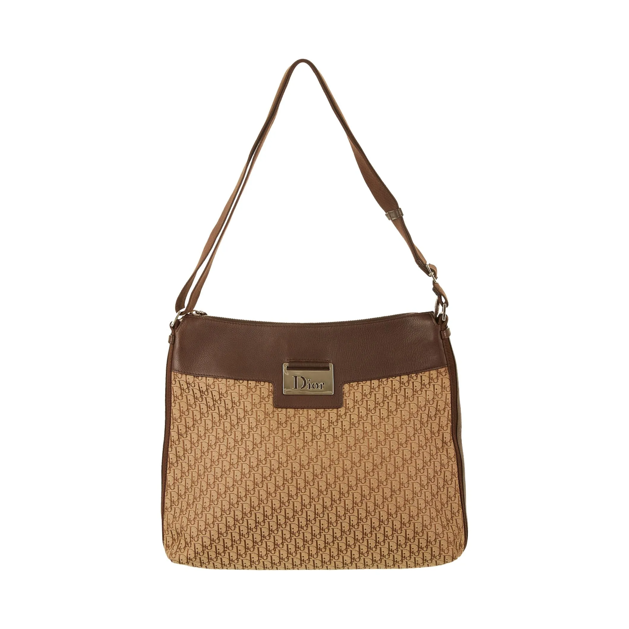 Dior Brown Logo Jumbo Shoulder Bag