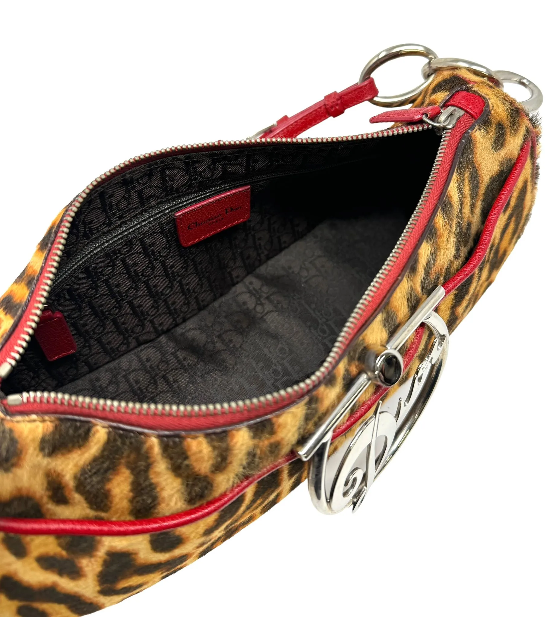 Dior Cheetah Print Logo Hardware Mini Shoulder Bag