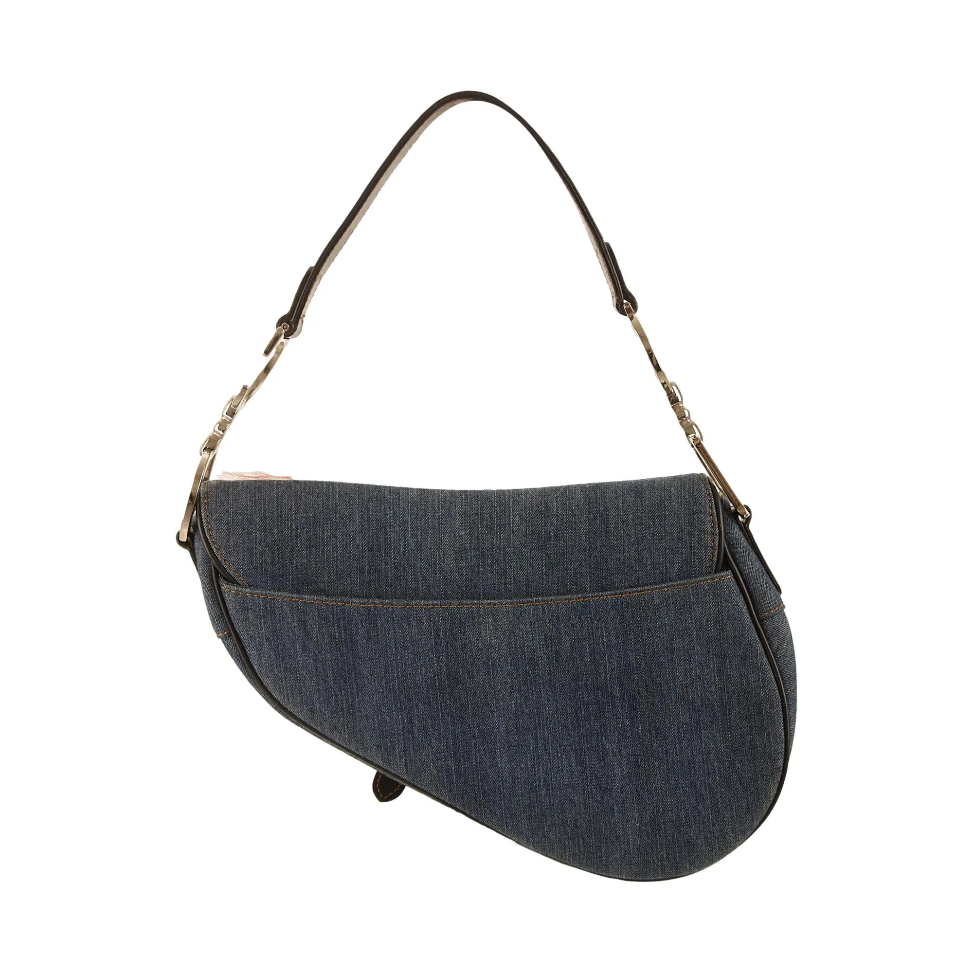 Dior Denim Rhinestone Patch Saddle Bag