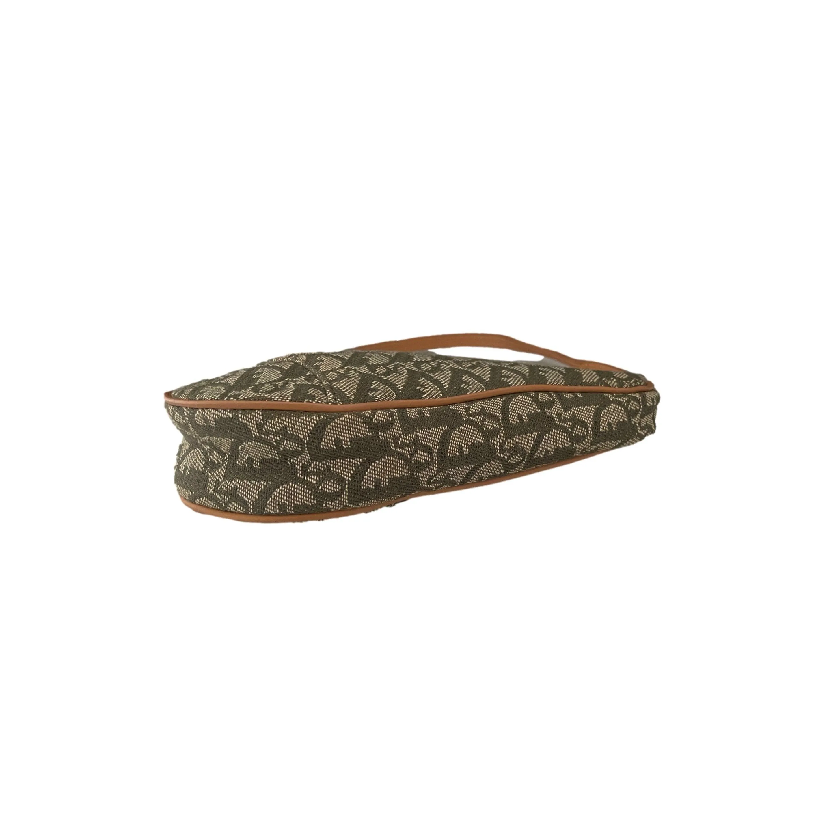 Dior Green Monogram Mini Saddle Bag