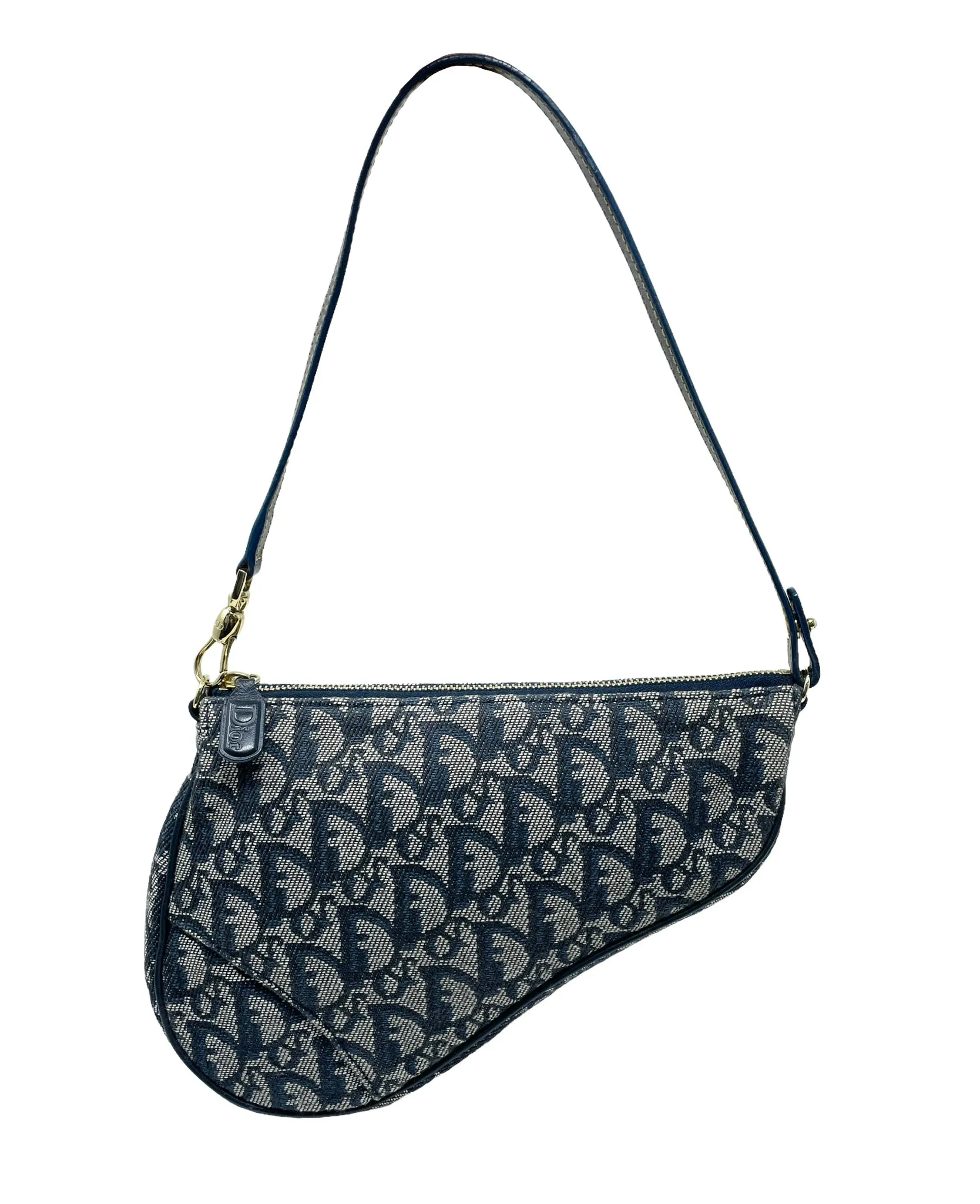 Dior Navy Logo Mini Saddle Bag
