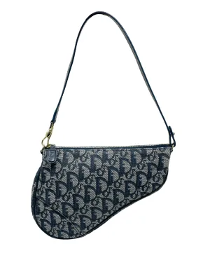 Dior Navy Logo Mini Saddle Bag