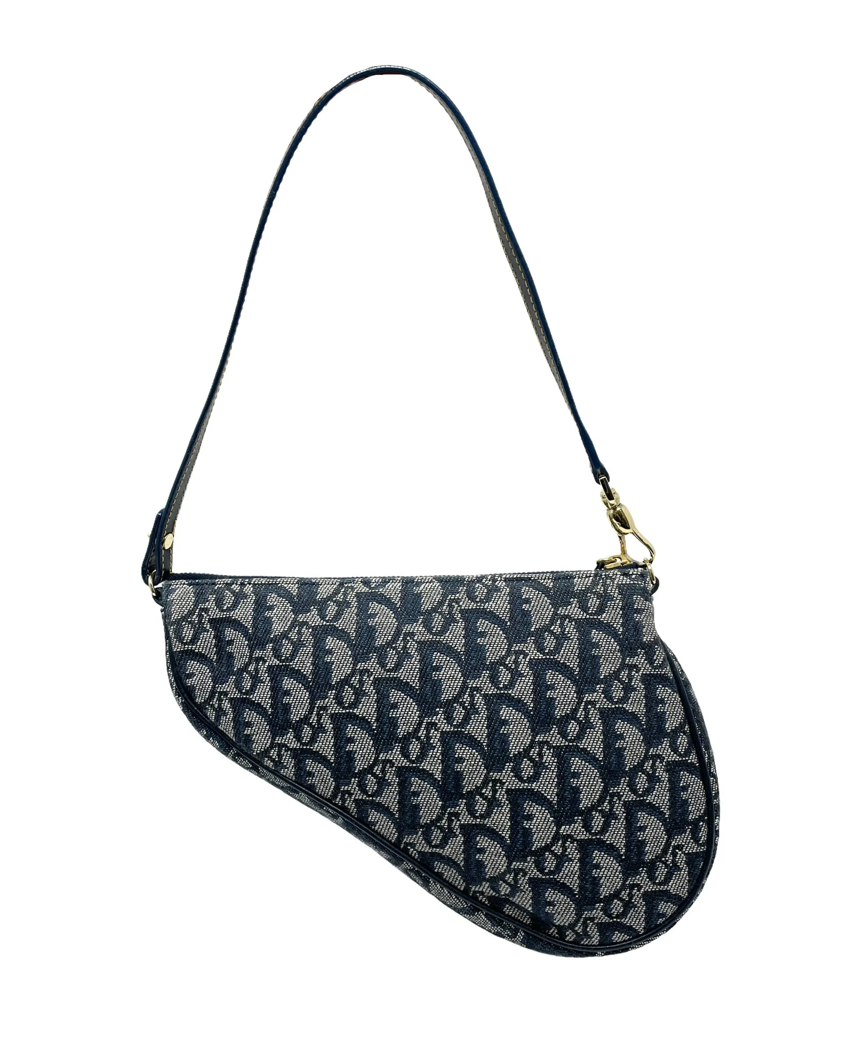 Dior Navy Logo Mini Saddle Bag