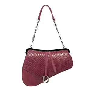 Dior Pink Snakeskin Mini Saddle Bag