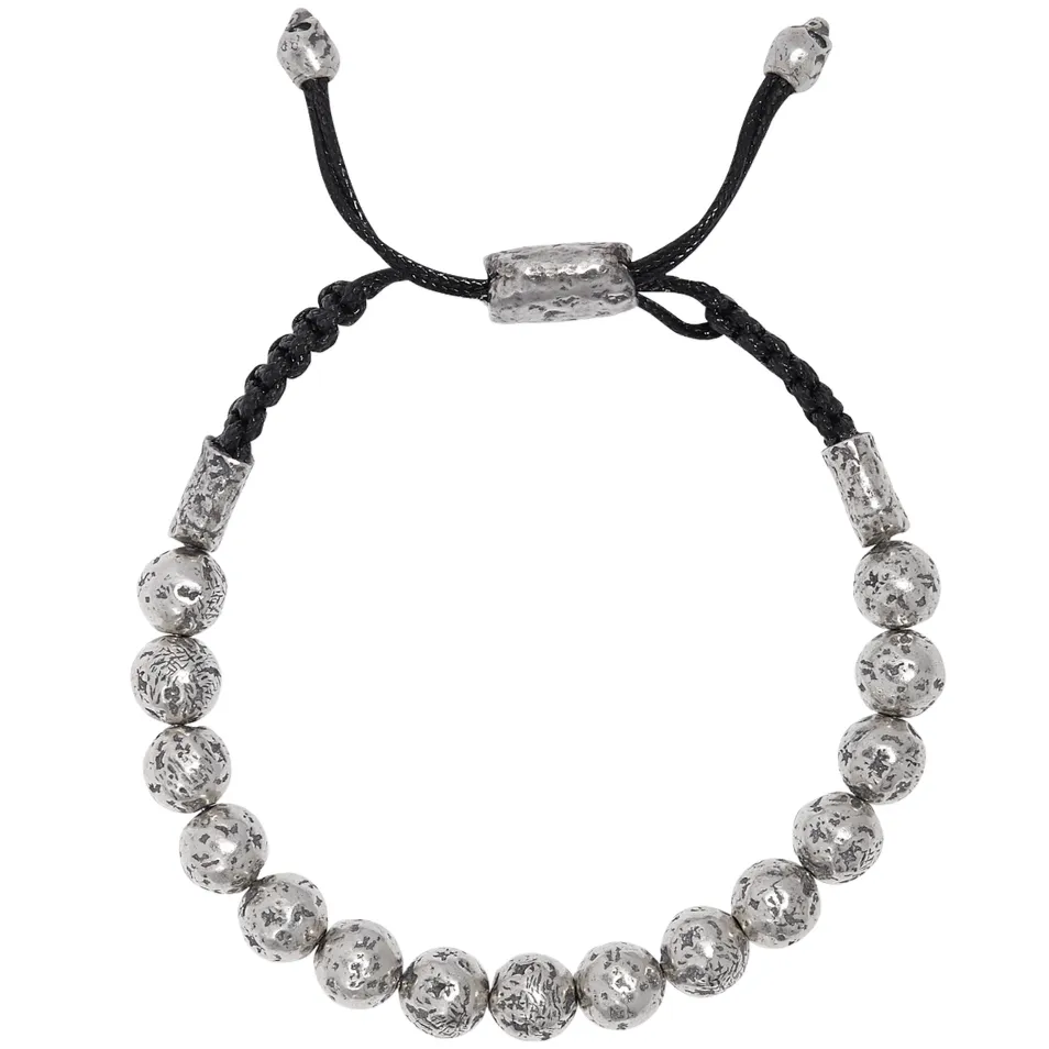 Distressed Sterling Silver Beaded Bracelet