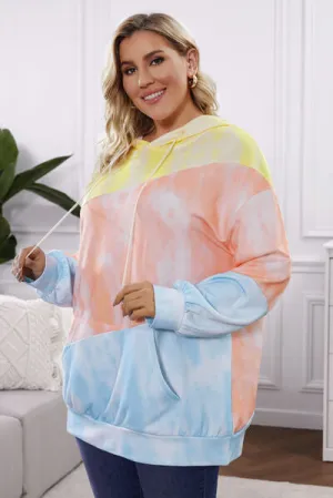 Drawstring Color Block Dropped Shoulder Hoodie