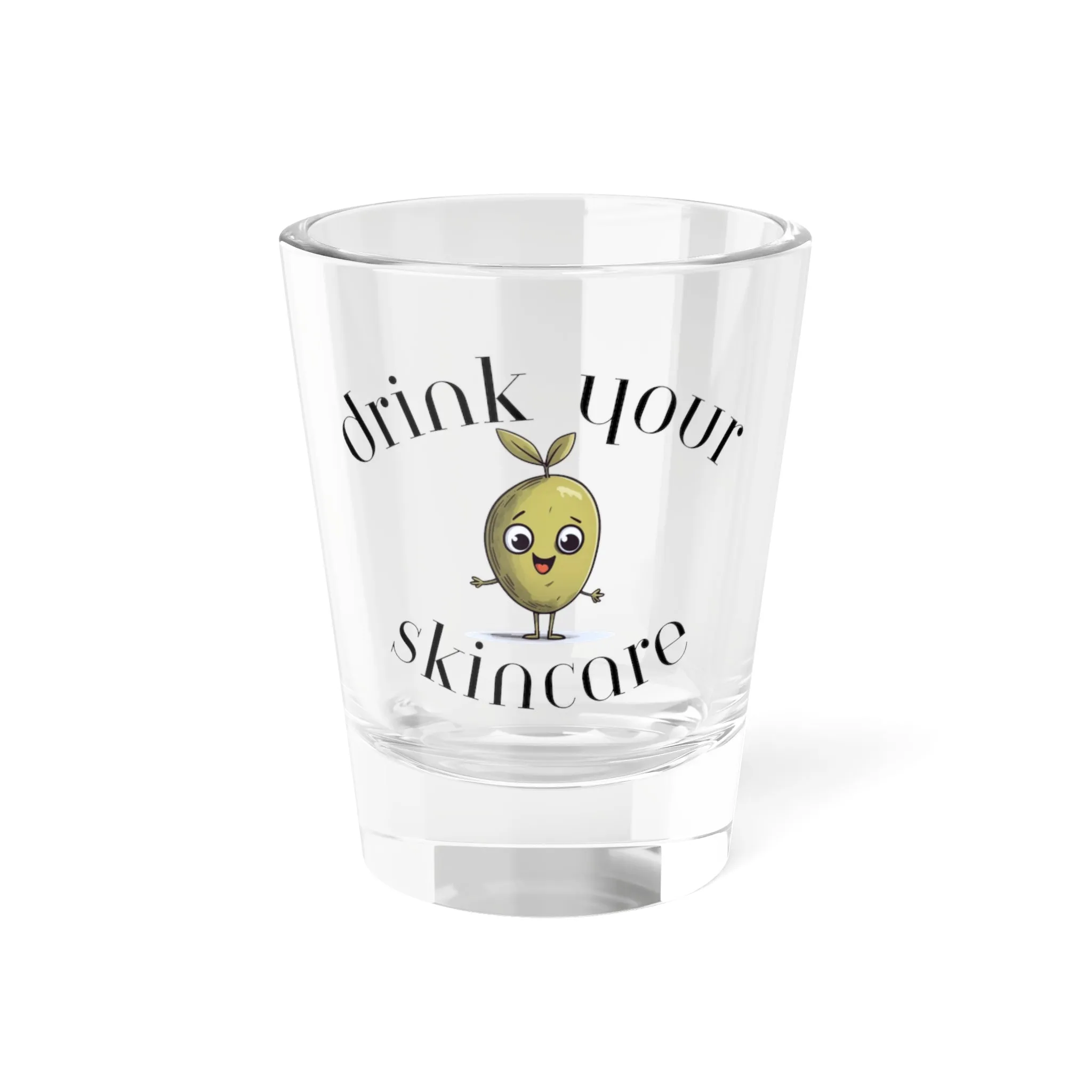 Drink your skincare / olive tree cartoon / Shot Glass, 1.5oz