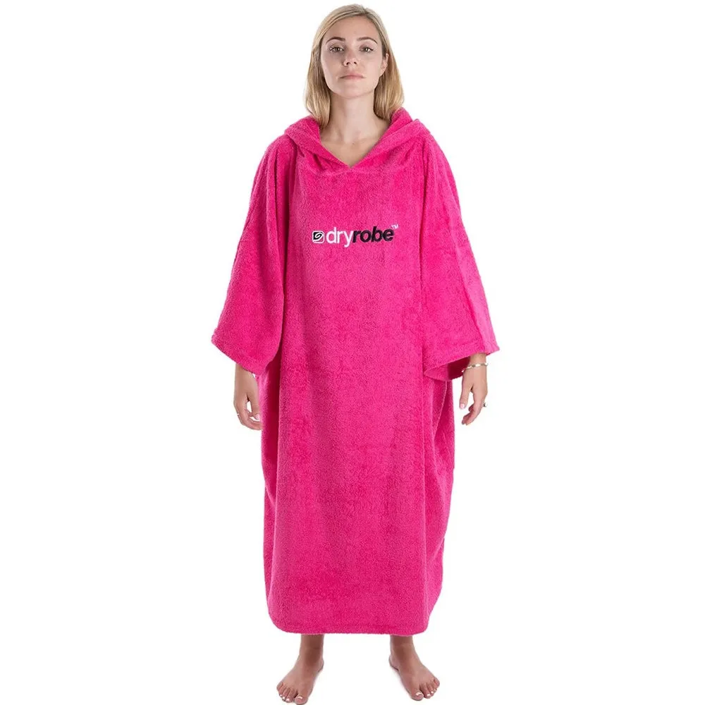 Dry Robe Short Sleeve Towel Robe Pink Medium