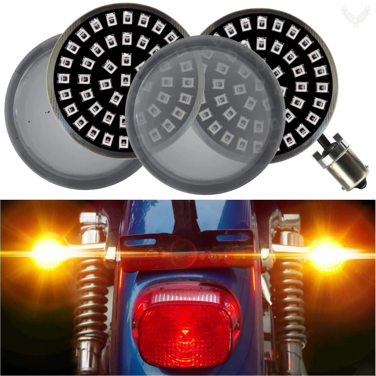 Eagle Lights Midnight Edition Generation II Amber LED Premium Rear Turn Signals - 1156 Base