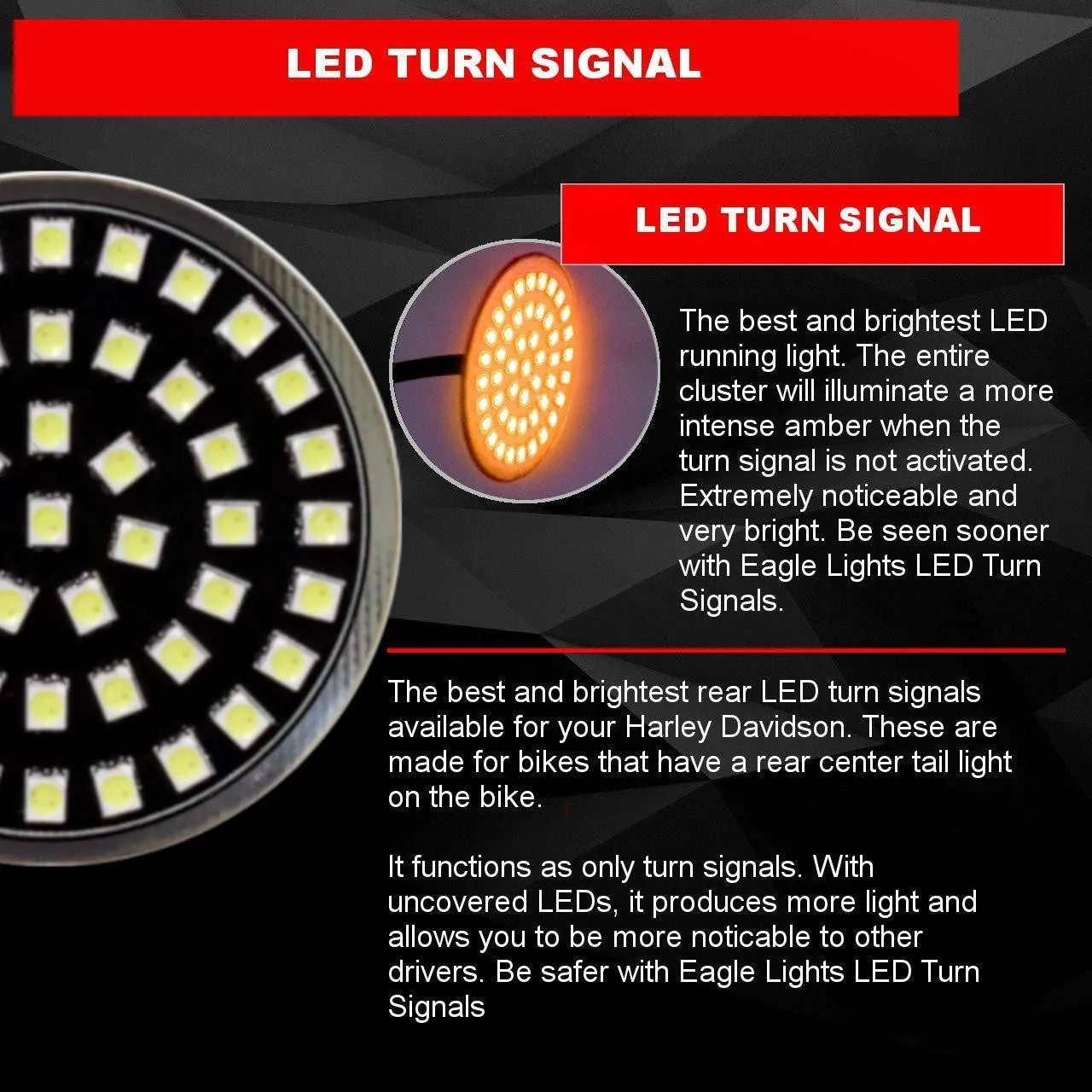 Eagle Lights Midnight Edition Generation II Amber LED Premium Rear Turn Signals - 1156 Base