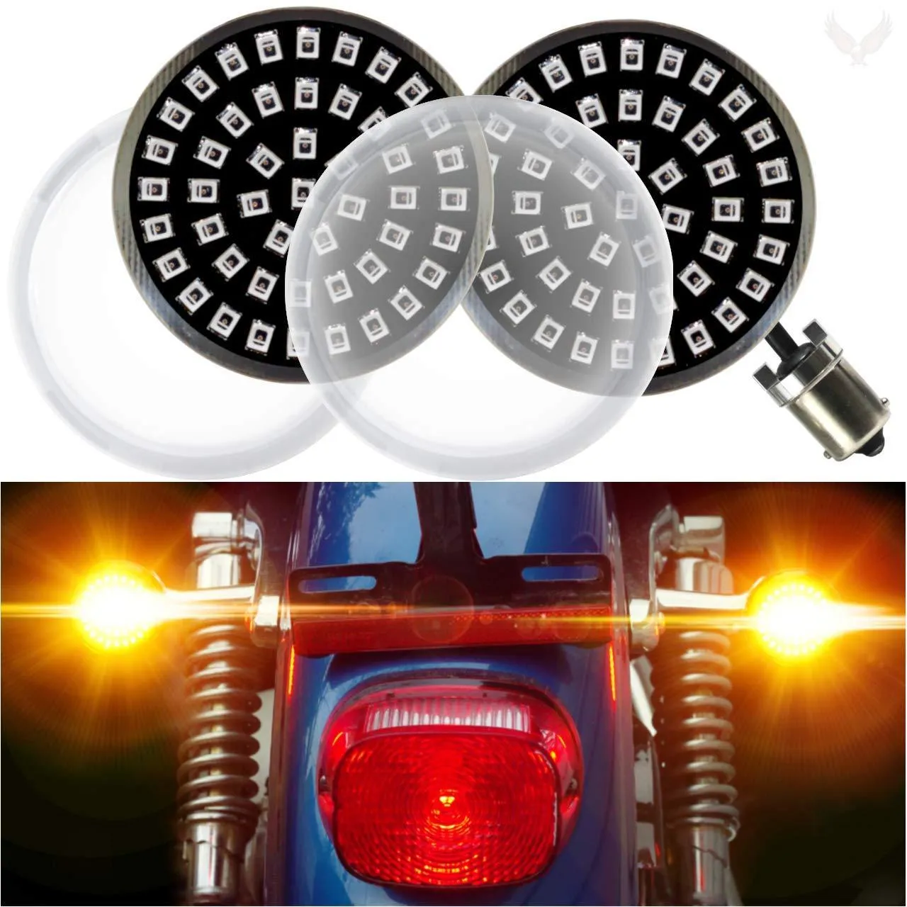 Eagle Lights Midnight Edition Generation II Amber LED Premium Rear Turn Signals - 1156 Base