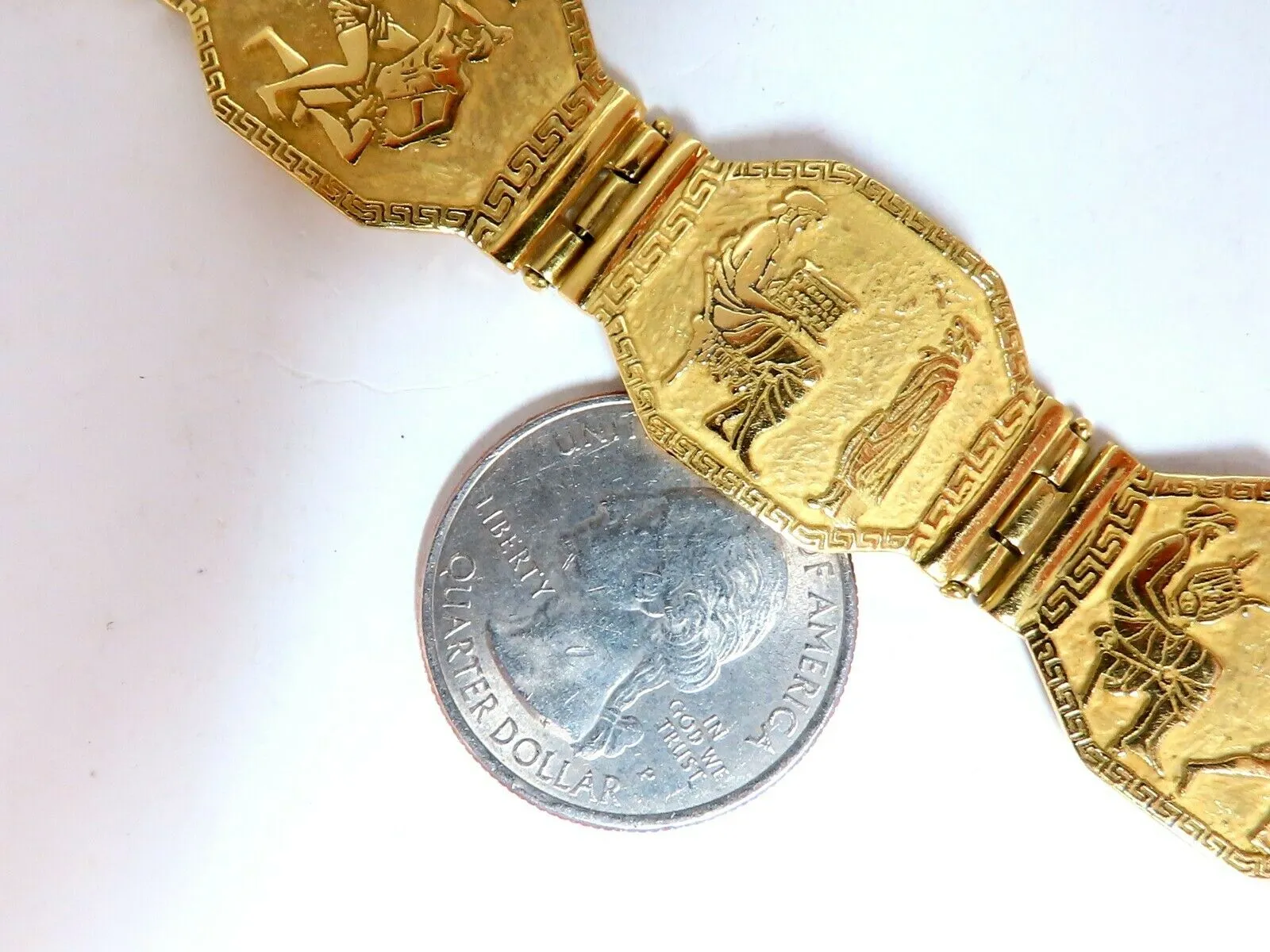 Egyptian Hieroglyphics Statement Cuff Bracelet 18kt Gold