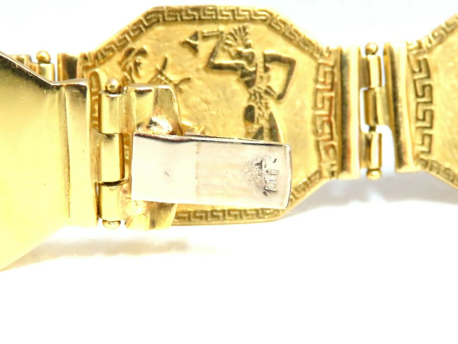 Egyptian Hieroglyphics Statement Cuff Bracelet 18kt Gold