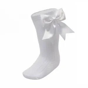 Elegance White Bow Socks