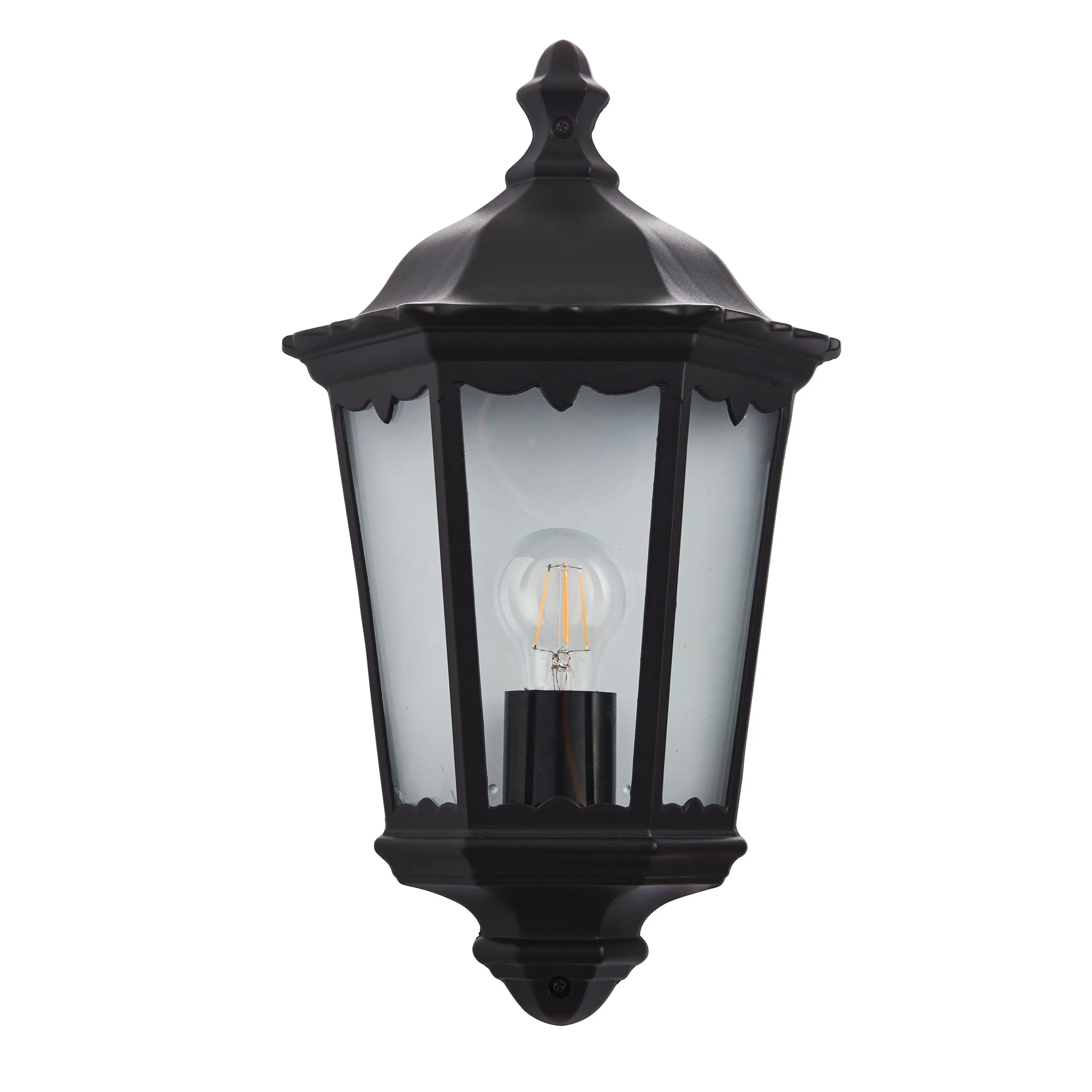 Endon 76547 Burford 1lt Wall Matt black & clear glass 60W E27 GLS (Required)