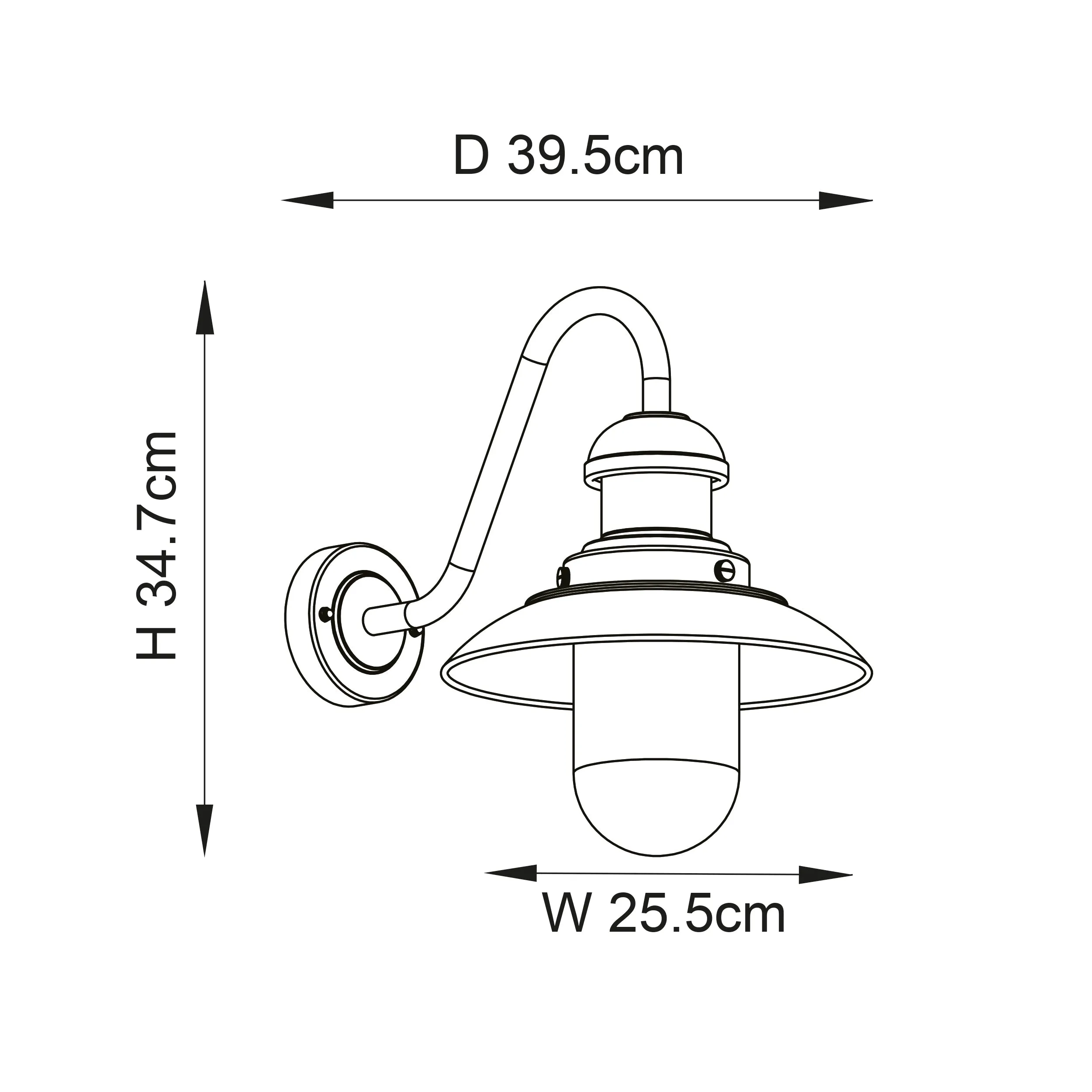 Endon 95980 Hereford 1lt Wall Matt black & clear glass 10W LED E27 (Required)
