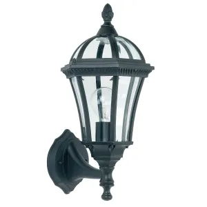 Endon YG-3500 Drayton 1lt Wall Textured black & clear glass 60W E27 GLS (Required)