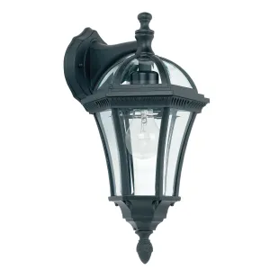 Endon YG-3501 Drayton 1lt Wall Textured black & clear glass 60W E27 GLS (Required)