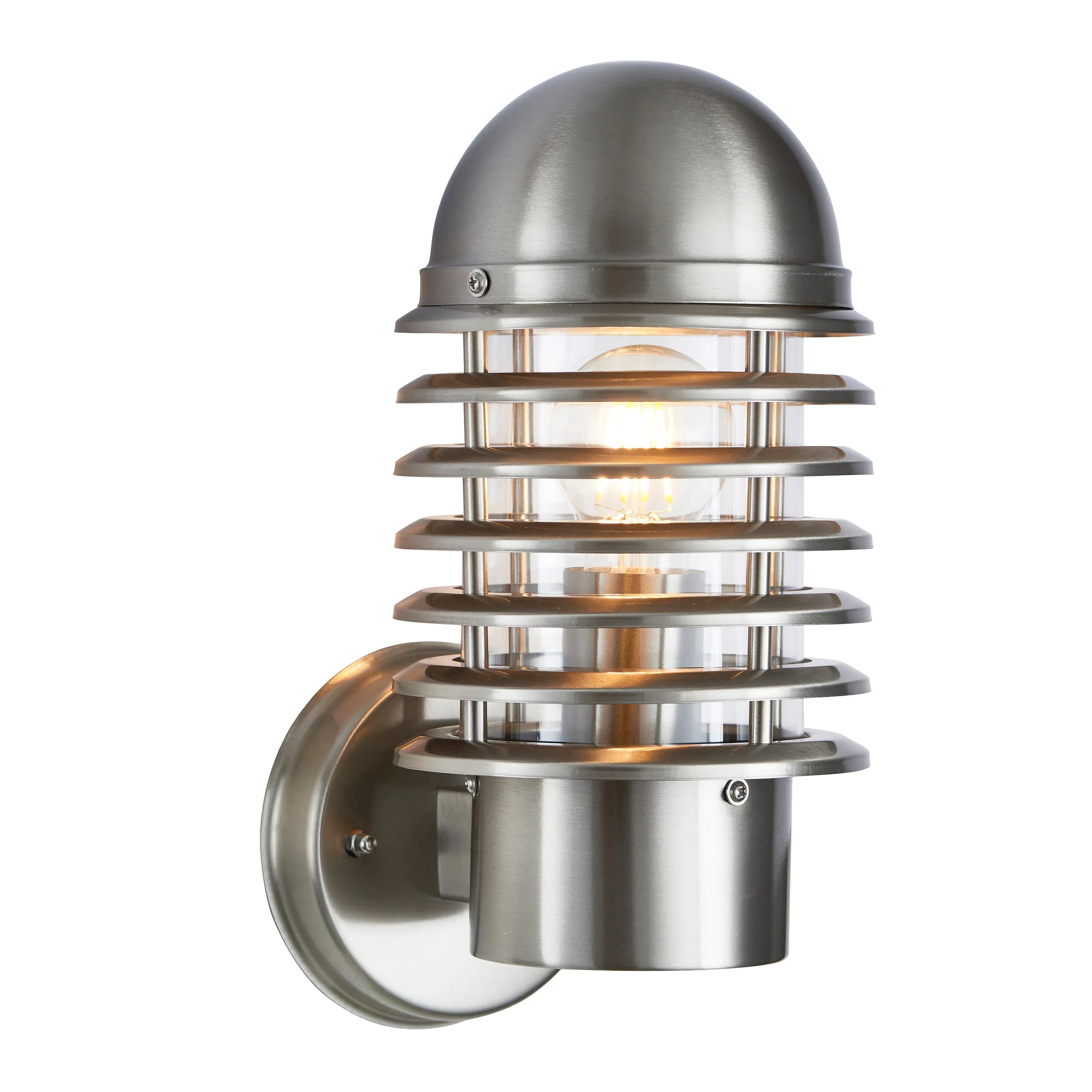Endon YG-6001-SS Louvre 1lt Wall Polished stainless steel & clear pc 60W E27 GLS (Required)