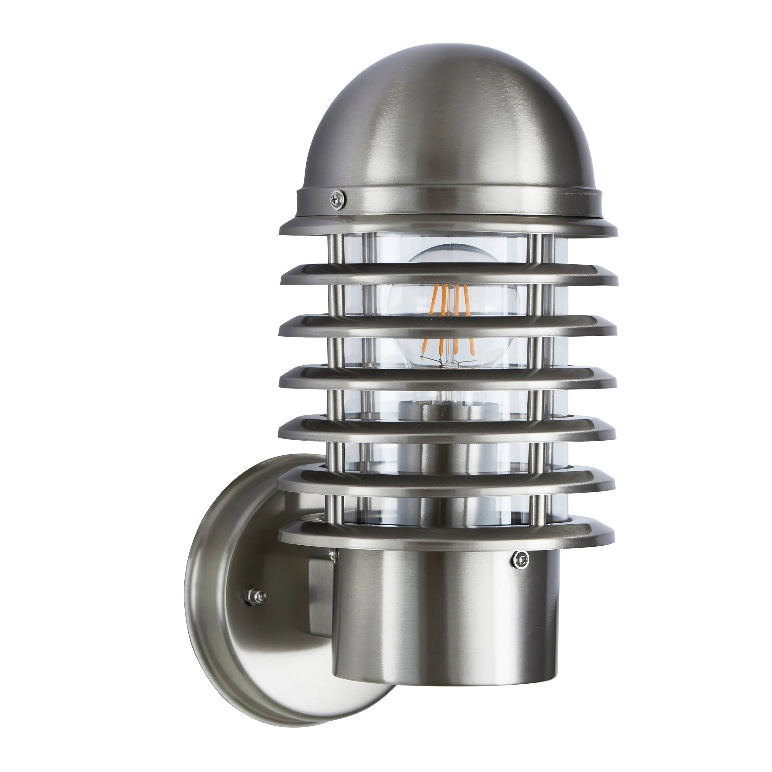 Endon YG-6001-SS Louvre 1lt Wall Polished stainless steel & clear pc 60W E27 GLS (Required)
