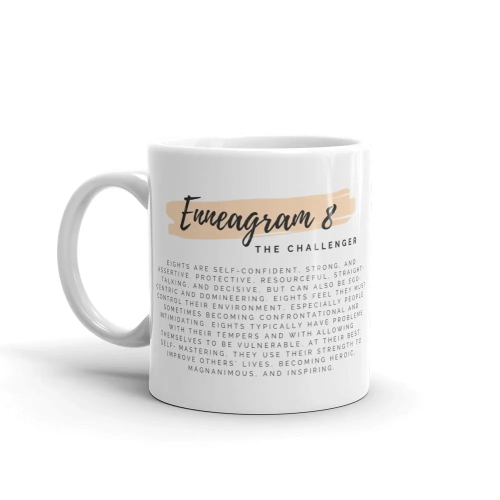 Enneagram 8 White glossy mug