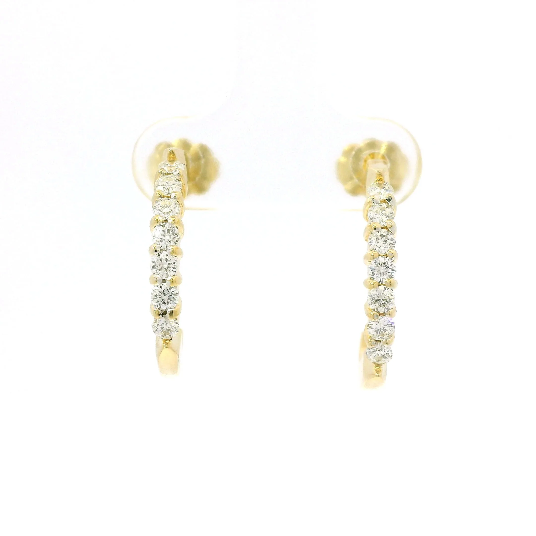Estate 18k Yellow Gold Diamond Half Hoop Earrings