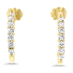 Estate 18k Yellow Gold Diamond Half Hoop Earrings