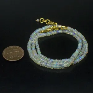 Ethiopian Opal Smooth Rondelle Beads Gold Vermeil Necklace 18" 2mm 4mm