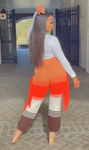 Fall Vibe Knit Tassel Pants