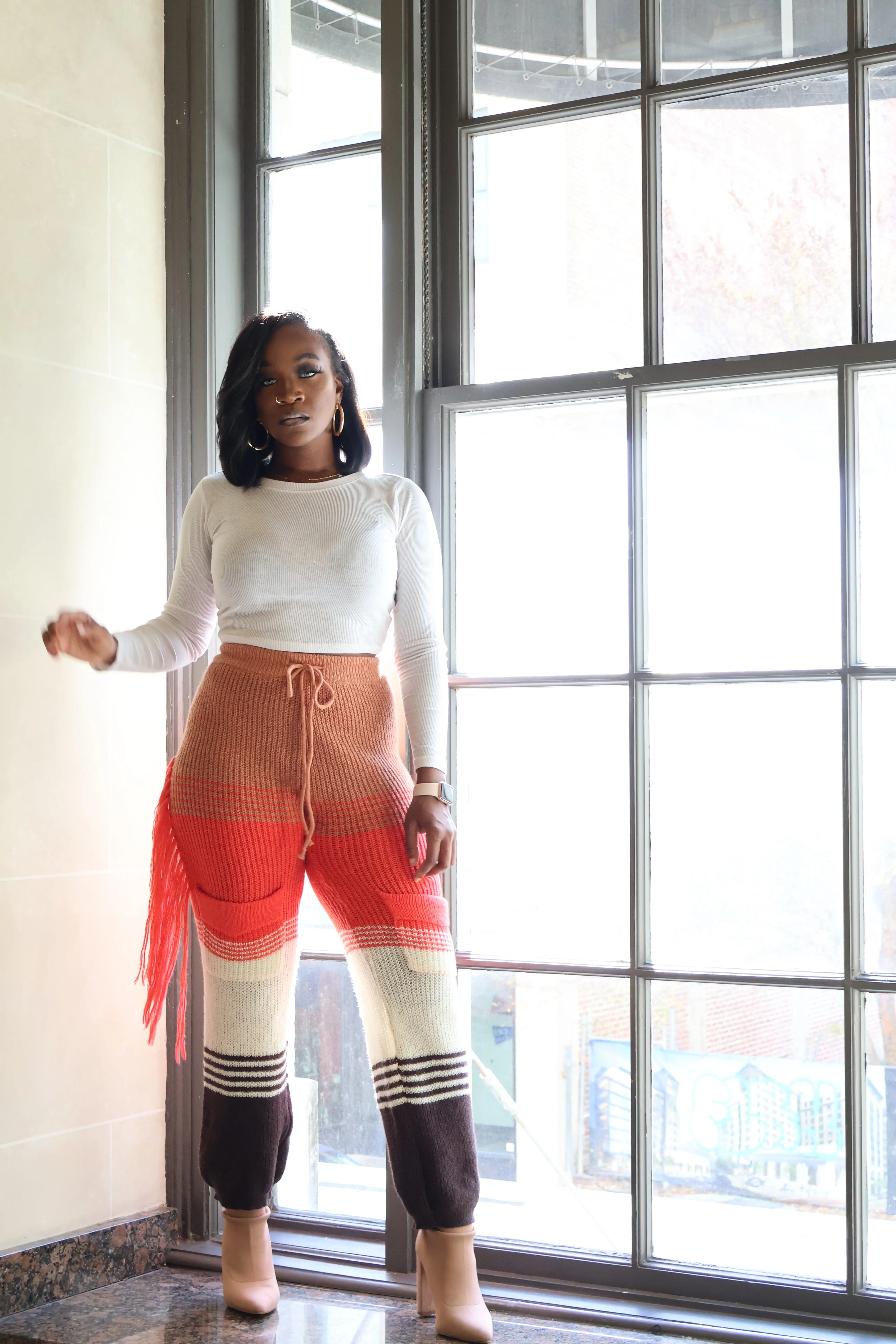 Fall Vibe Knit Tassel Pants