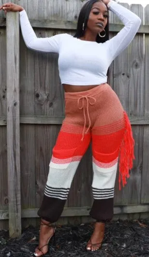 Fall Vibe Knit Tassel Pants