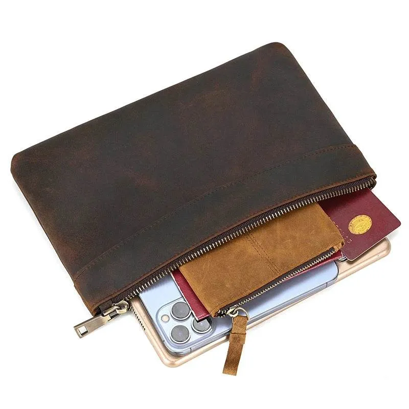 Fashion Genuine Leather Men’s Day Clutches 6-inch iPhone Wallet Cowskin Clutch