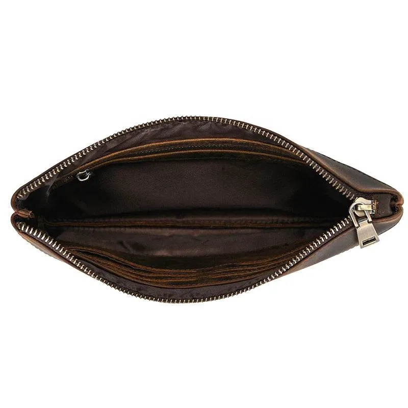 Fashion Genuine Leather Men’s Day Clutches 6-inch iPhone Wallet Cowskin Clutch