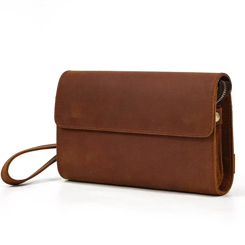 Fashion Genuine Leather Men’s Day Clutches 6-inch iPhone Wallet Cowskin Clutch