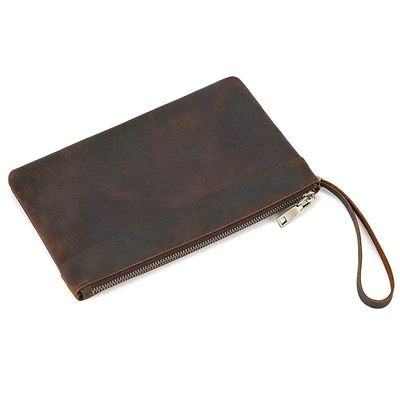Fashion Genuine Leather Men’s Day Clutches 6-inch iPhone Wallet Cowskin Clutch