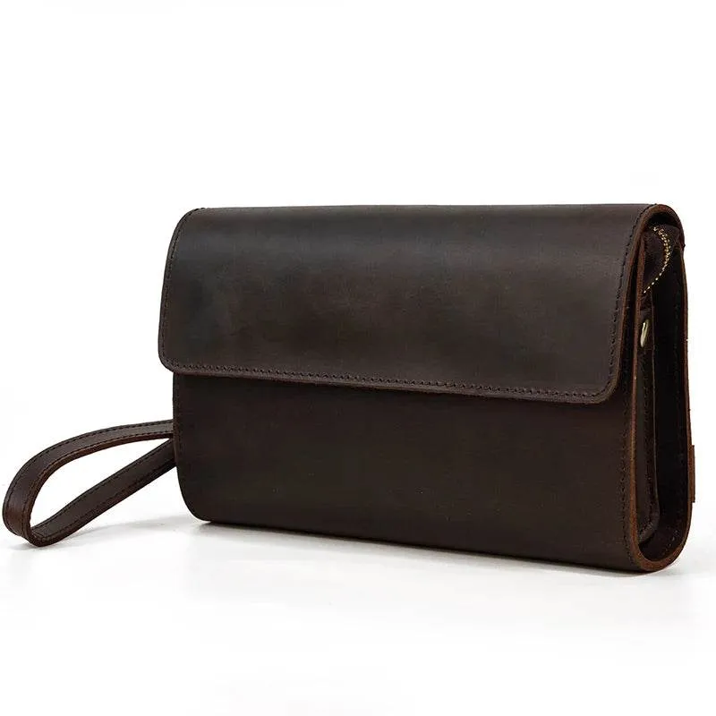 Fashion Genuine Leather Men’s Day Clutches 6-inch iPhone Wallet Cowskin Clutch