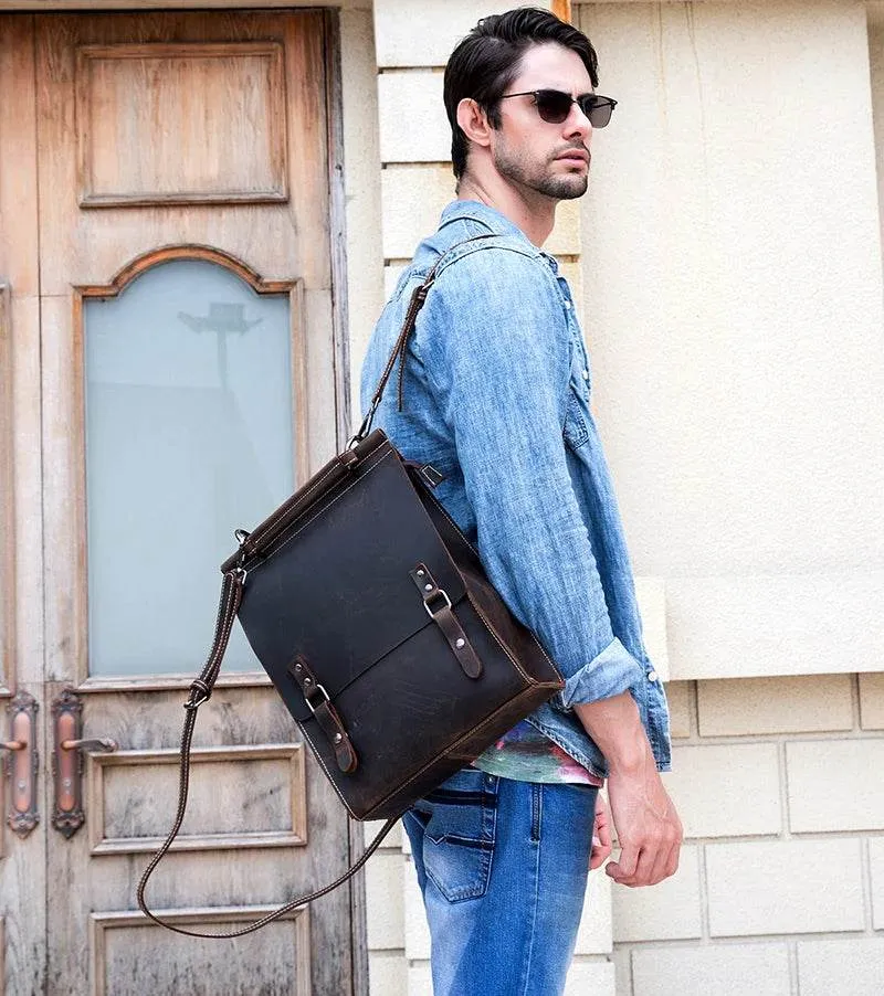 Fashion Leather Backpack Business Computer Backpack with USB