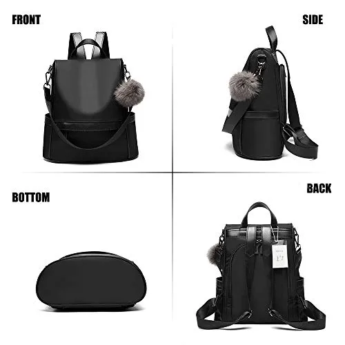 Fashionable Black Nylon Backpack Purse