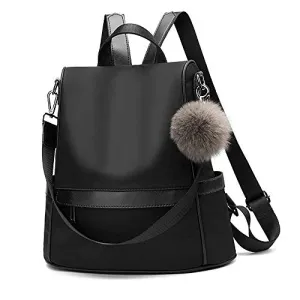 Fashionable Black Nylon Backpack Purse