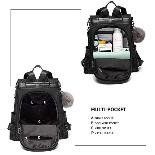 Fashionable Black Nylon Backpack Purse