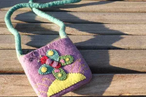 Felt Fair Trade Appliqué Butterfly Handbag