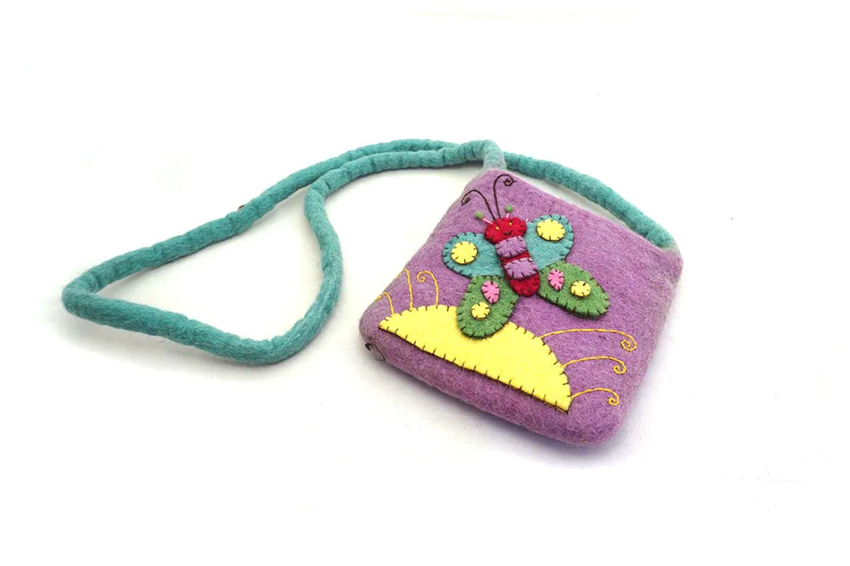 Felt Fair Trade Appliqué Butterfly Handbag