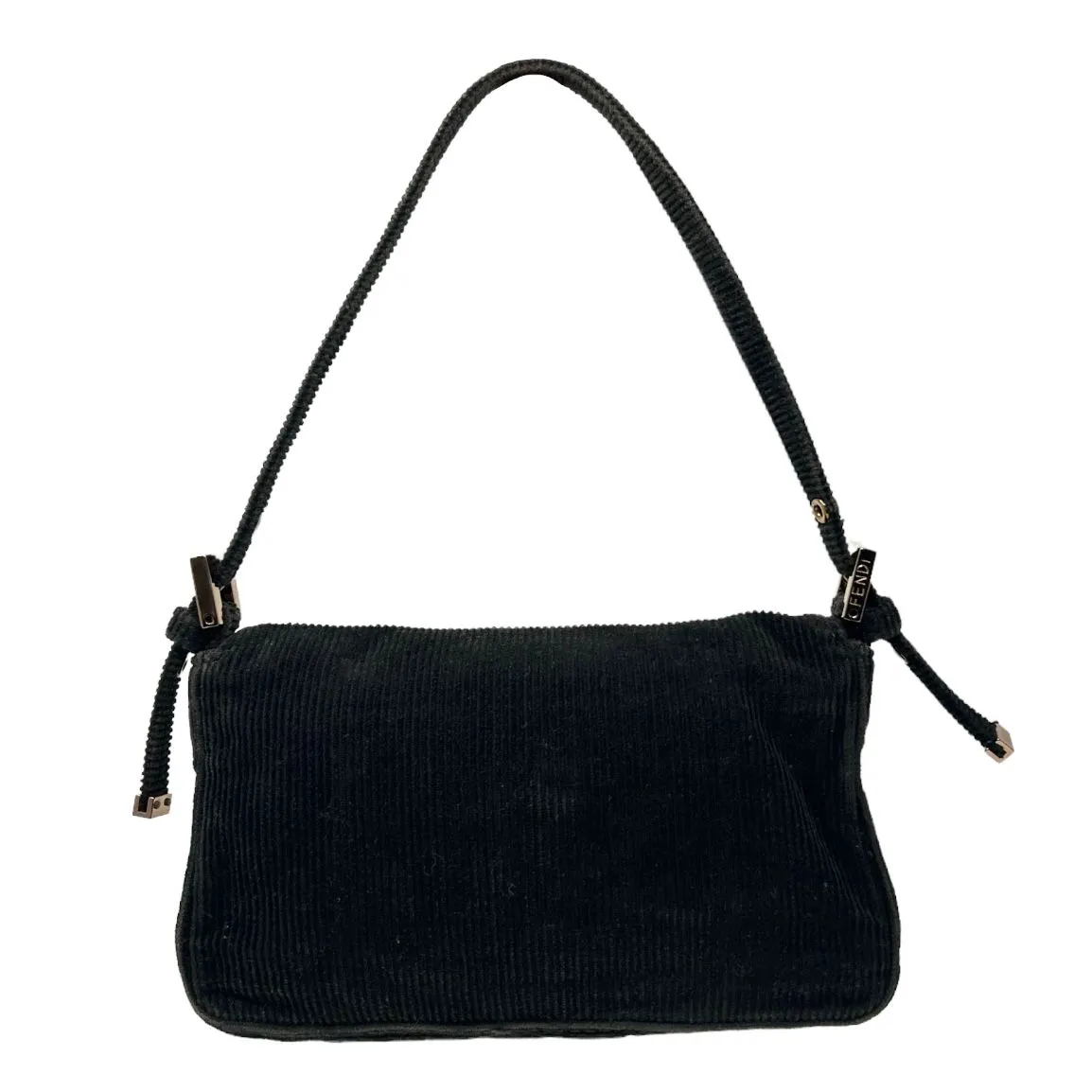 Fendi Black Corduroy Mini Baguette