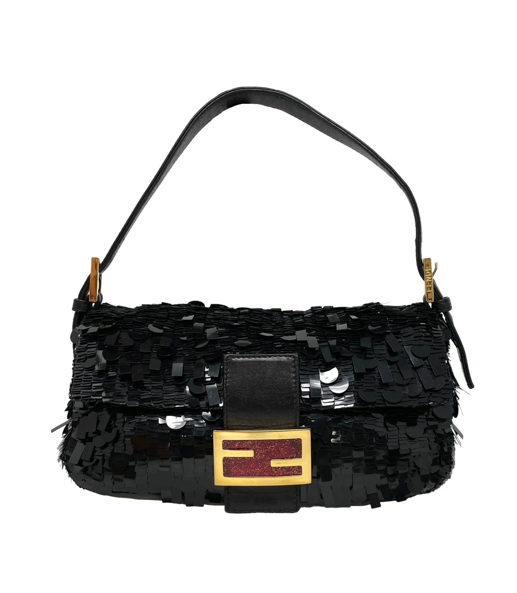 Fendi Black Sequin Baguette Bag