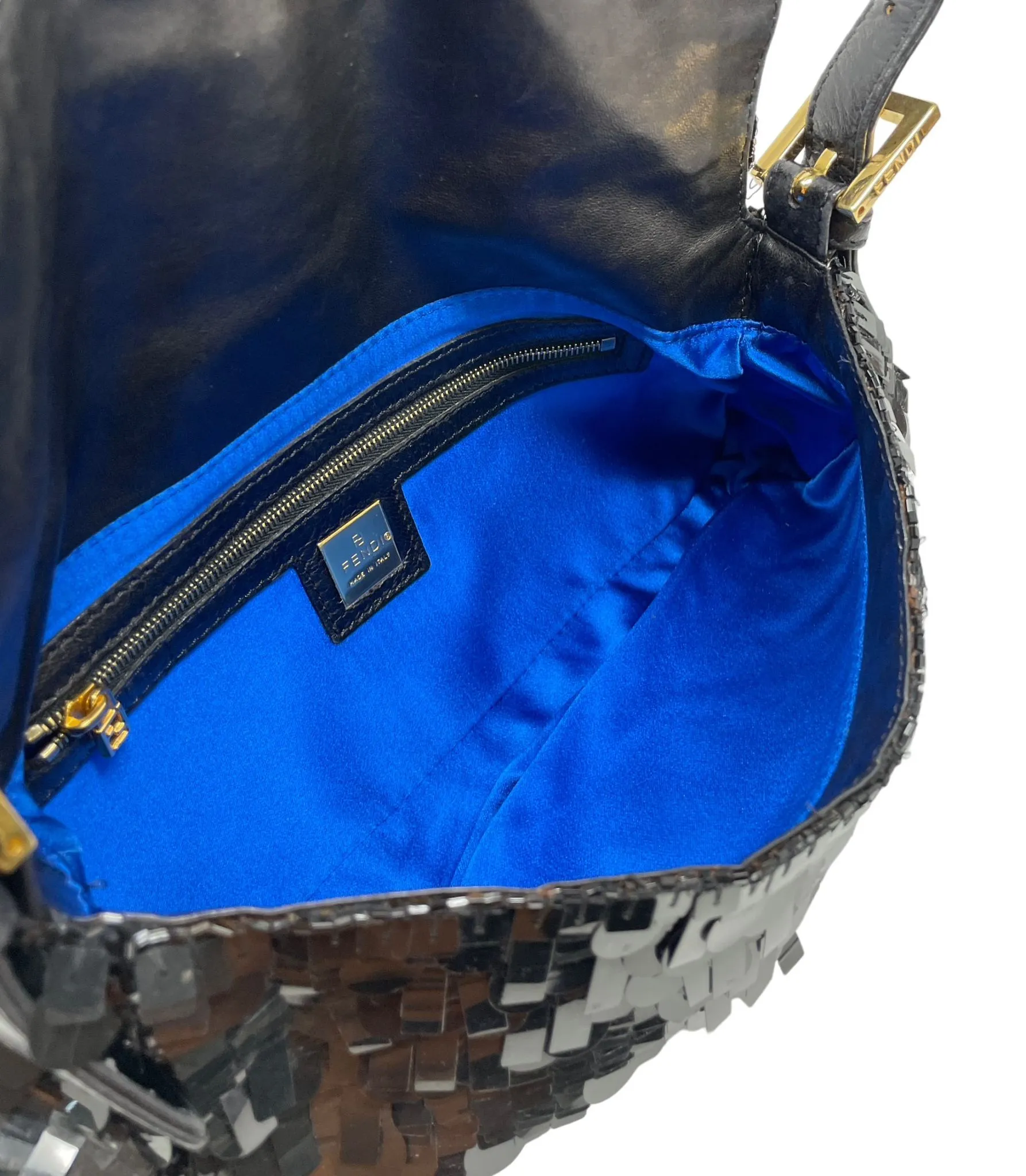 Fendi Black Sequin Baguette Bag