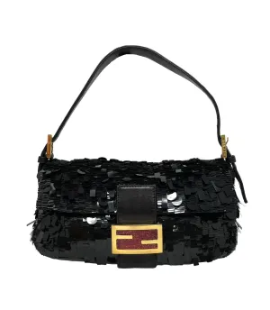 Fendi Black Sequin Baguette Bag